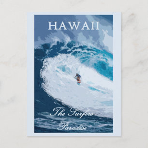 Cartão Postal Vintage Hawaii Surfing Viagem