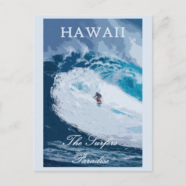 Cartão Postal Vintage Hawaii Surfing Viagem (Frente)