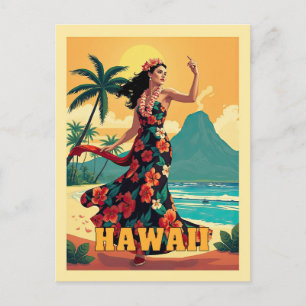 Cartão Postal Vintage Hawaii Tropical Beach Ocean Viagem