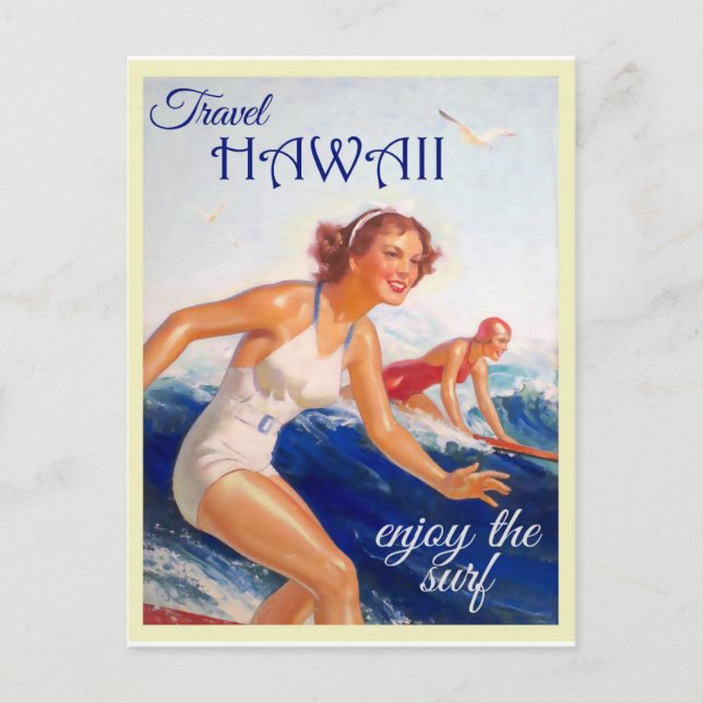 Cartão Postal Vintage Hawaii Viagem (Frente)