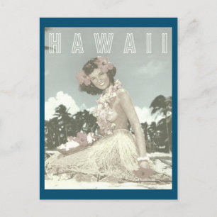 Cartão Postal Vintage Hawaiian Travel - Havaí Dançarina de Hula 