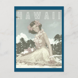 Cartão Postal Vintage Hawaiian Travel - Havaí Dançarina de Hula