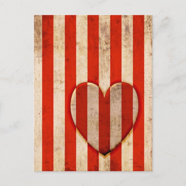 Cartão Postal Vintage Heart Stripes (Frente)