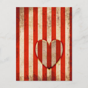 Cartão Postal Vintage Heart Stripes