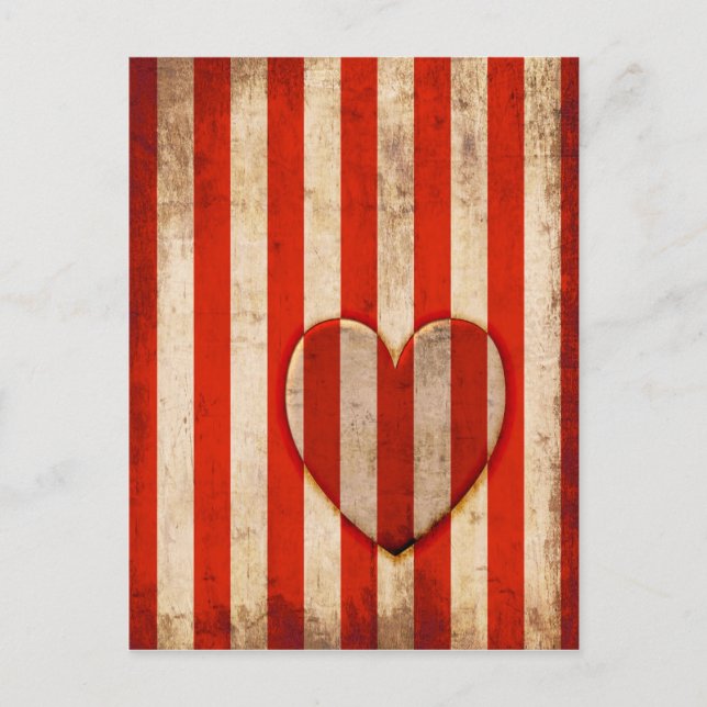Cartão Postal Vintage Heart Stripes (Frente)
