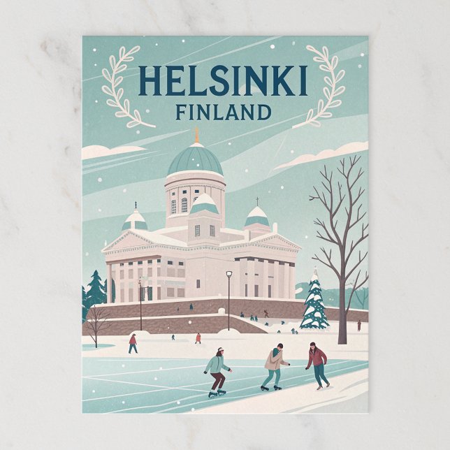 Cartão Postal Vintage Helsinki Finlândia Winter (Criador carregado)