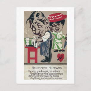 Cartão Postal Vintage Hen Pecked Husband