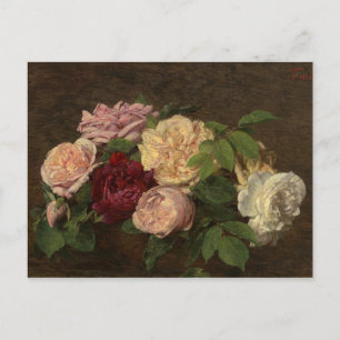 Cartão Postal Vintage Henri Latour Nice Rosas na Mesa