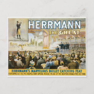 Cartão Postal Vintage Herermann O Poster Excelente de magia