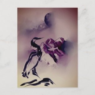 Cartão Postal Vintage Heron Bird pintura Landscape