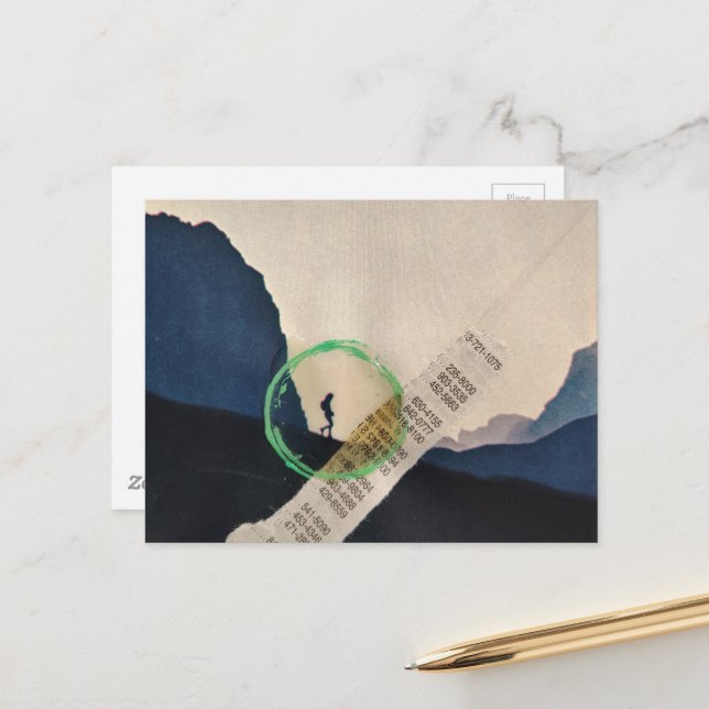 Cartão Postal Vintage Hiking in Mountains Collage (Frente/Verso In Situ)