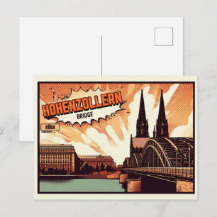Cartão Postal Vintage Hohenzollern Bridge cologne presente na Al