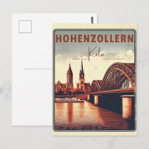 Cartão Postal Vintage Hohenzollern Bridge cologne presente na Al