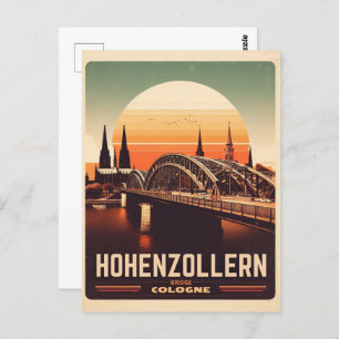 Cartão Postal Vintage Hohenzollern Bridge cologne presente na Al