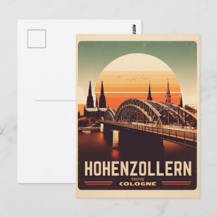 Cartão Postal Vintage Hohenzollern Bridge cologne presente na Al