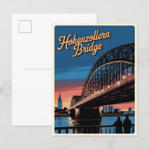 Cartão Postal Vintage Hohenzollern Bridge cologne presente na Al