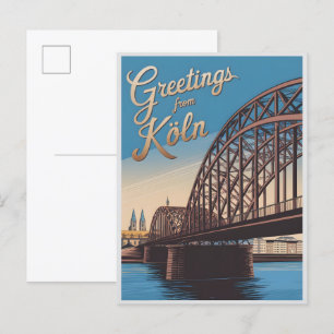 Cartão Postal Vintage Hohenzollern Bridge cologne presente na Al