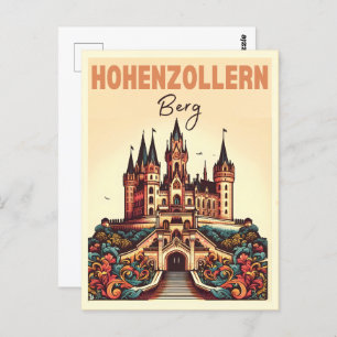 Cartão Postal Vintage Hohenzollern Castle Burg Hohenzoller