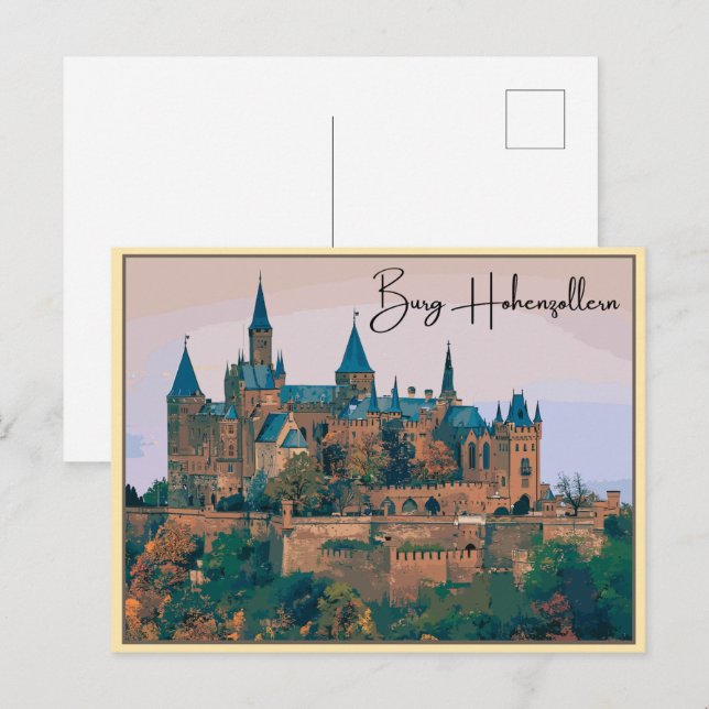 Cartão Postal Vintage Hohenzollern Castle Burg Hohenzoller (Frente/Verso)