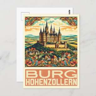 Cartão Postal Vintage Hohenzollern Castle Burg Hohenzoller