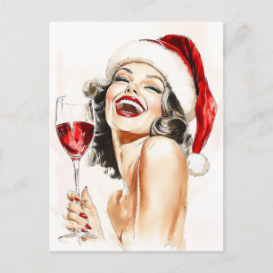 Cartão Postal Vintage Holiday Cheer in Watercolor