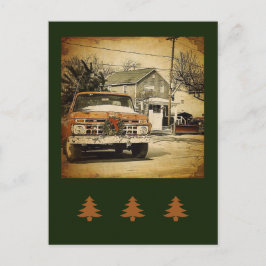 Cartão Postal Vintage Holiday Christmas Classic Truck