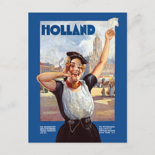 Cartão Postal Vintage Holland Países Baixos Viagem (Frente)