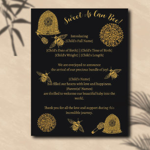 Cartão Postal Vintage Honeycomb Bee Black Birth Anúncio