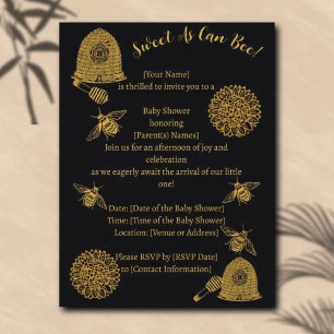 Cartão Postal Vintage Honeycomb Bee Black Chá de fraldas