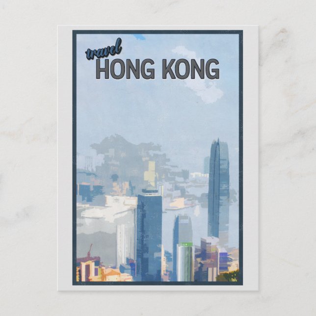 Cartão Postal Vintage Hong Kong City Skyline Viagem (Frente)