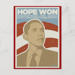 Cartão Postal Vintage "Hope Won" Obama