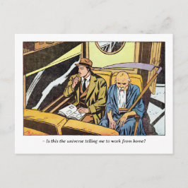 Cartão Postal Vintage Horror Comic Panel Apresentando O Receptor