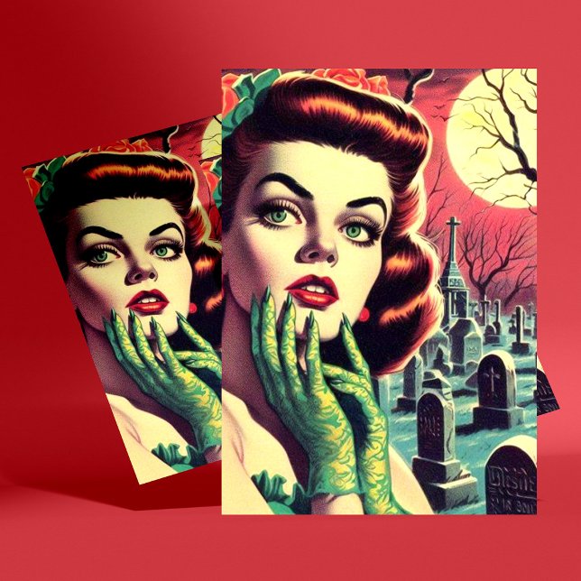 Cartão Postal Vintage Horror Pin Up (Criador carregado)