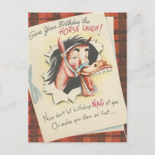 Cartão Postal Vintage "Horse" Aniversário