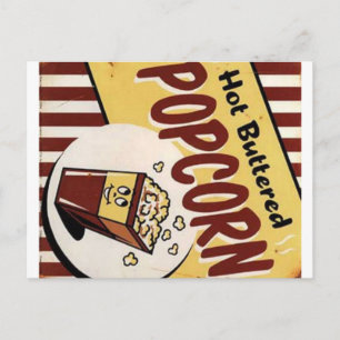Cartão Postal Vintage Hot Buttered Popcorn Ad PostCard