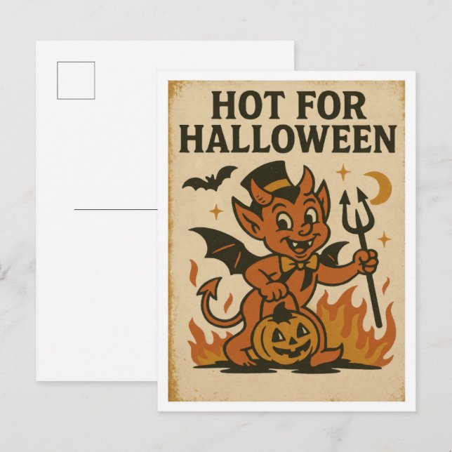 Cartão Postal Vintage Hot for Halloween (Frente/Verso)