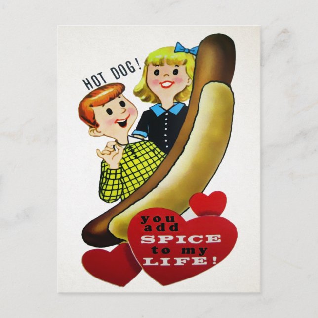 Cartão Postal Vintage Hotdog Love (Frente)