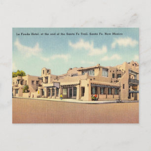 Cartão Postal Vintage Hotel em Papais noeis Fe Trail, Novo Méxi