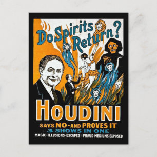 Cartão Postal Vintage Houdini Advertisement - Os Espíritos Regr