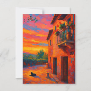 Cartão Postal Vintage House Toscânia Itália Retro Europa Viagem