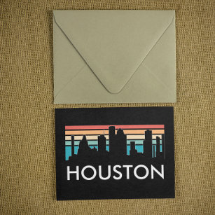 Cartão Postal Vintage Houston Texas Sunset Coloride Skyline