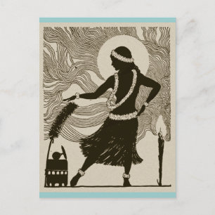 Cartão Postal Vintage Hula Girl