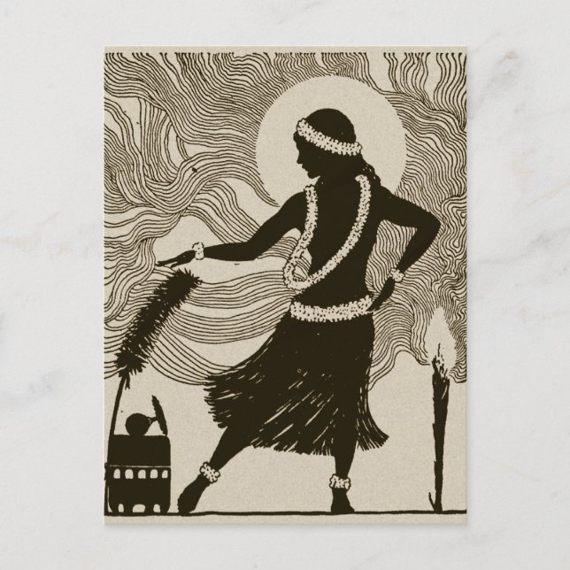 Cartão Postal Vintage Hula Girl (Frente)