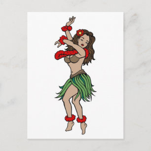 Cartão Postal Vintage Hula Hawaiian Girl Tattoo Art