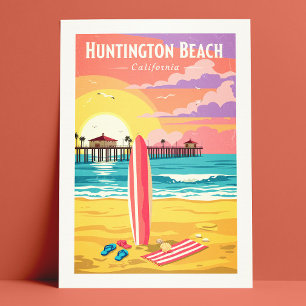 Cartão Postal Vintage Huntington Beach California