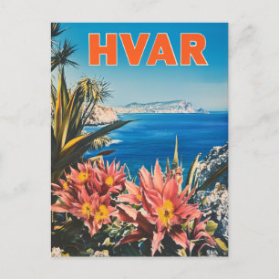 Cartão Postal Vintage Hvar Croácia