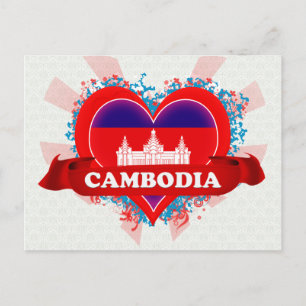 Cartão Postal Vintage I Love Camboja