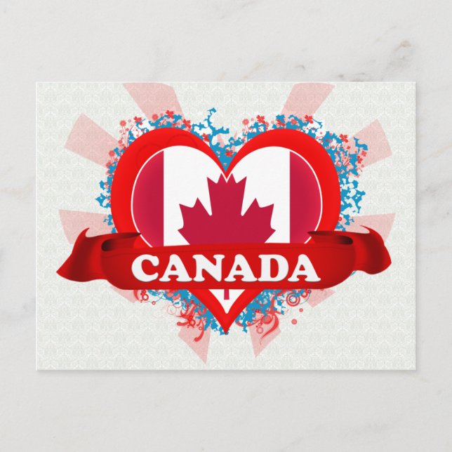 Cartão Postal Vintage I Love Canada (Frente)