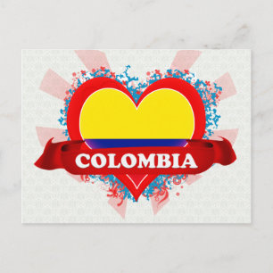 Cartão Postal Vintage I Love Colombia
