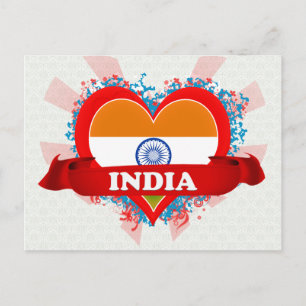 Cartão Postal Vintage I Love India